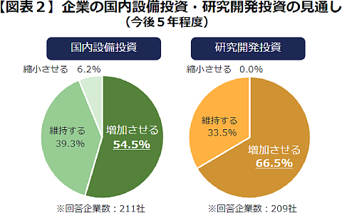 【図表2】企業の国内設備投資・研究開発投資の見通し（今後5年程度）